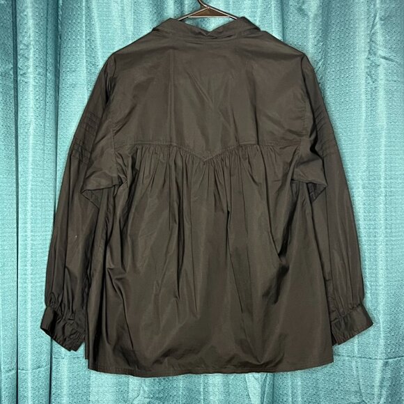 Hunter Bell Evangeline Black Casual Designer Popover Blouse Balloon Sleeve Top M - Picture 6 of 9